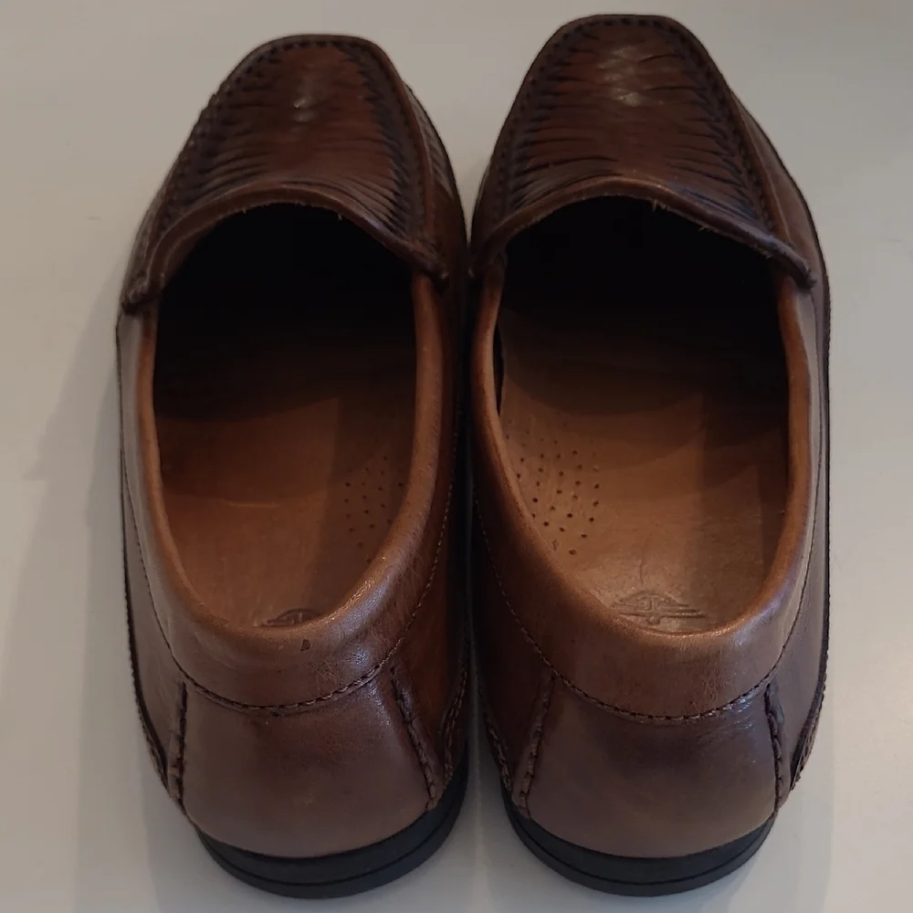 Dockers Basket Woven Leather Slip-On Classic Slide in Embossed Penny Loafer